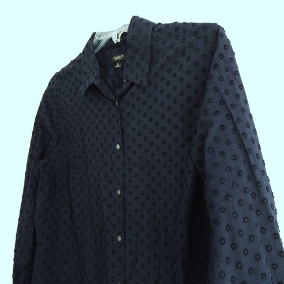 Talbots Button Front Top Blouse Petite Plus Size 2X Blue Textured Lightweight - Picture 5 of 9